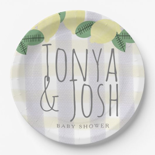 Moderner Zitronenbrecher Gelb Grau Pappteller (Vorderseite)