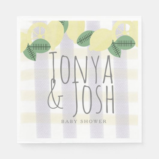 Moderner Zitronenbrecher Gelb Grau Serviette (Vorderseite)