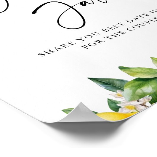 Moderner Zitrusfrüchte Brautparty Datum Jar Spiel Poster (Ecke)