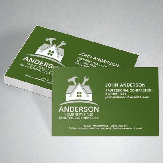 Moderner Zuhause-Reparaturservice Grün Visitenkarte