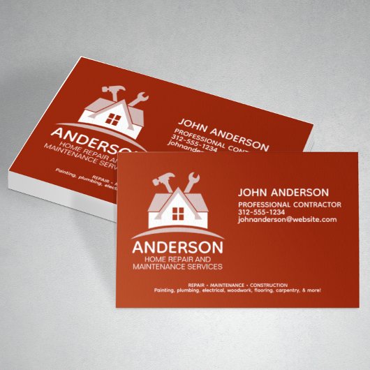 Moderner Zuhause-Reparaturservice Red Visitenkarte