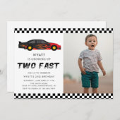 Moderner Zwei Fast Racecar Junge 2. Geburtstag Einladung (Vorne/Hinten)