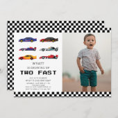 Moderner Zwei Fast Racecar Junge 2. Geburtstag Einladung (Vorne/Hinten)