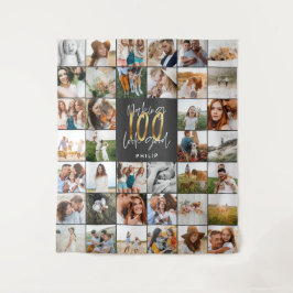 Modernes 100. Geburtstags-Multi-Foto Wandteppich