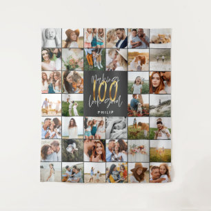 Modernes 100. Geburtstags-Multi-Foto  Wandteppich
