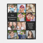 Modernes 10-Foto Collage Black Fleecedecke (Vorderseite)