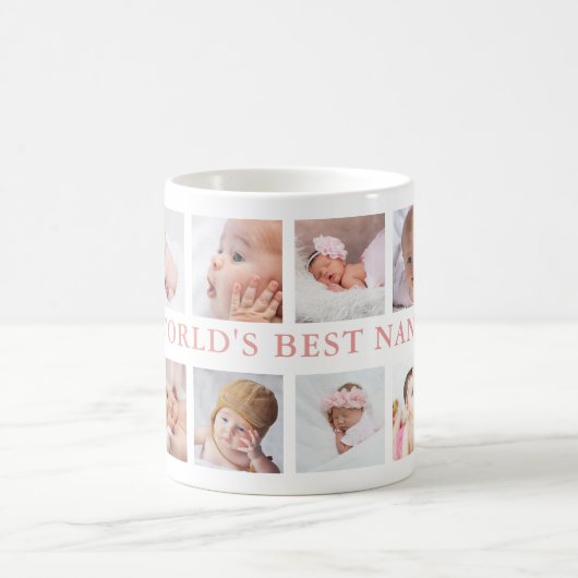 Modernes 10-Foto Collage Pink World's Best Nana Kaffeetasse (Mittel)