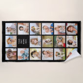 Modernes 11-Foto Collage Personalisiert Black Strandtuch (Vorderseite)