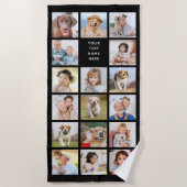 Modernes 11-Foto Collage Personalisiert Black Strandtuch (Vorderseite)
