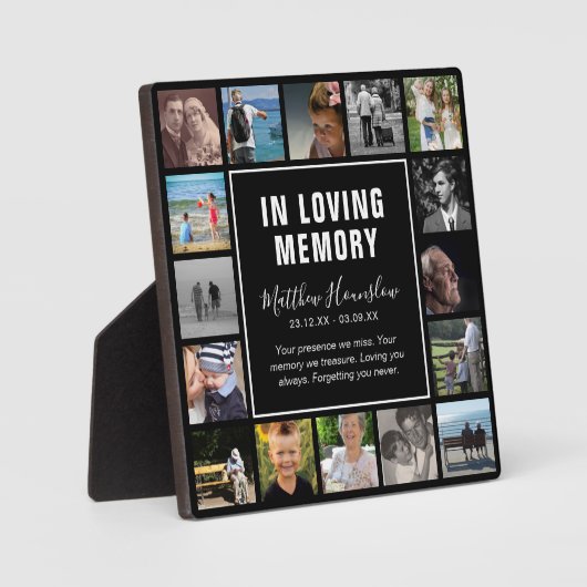 Modernes 16-Collage Memorial Keepake Fotoplatte (Vorderseite)