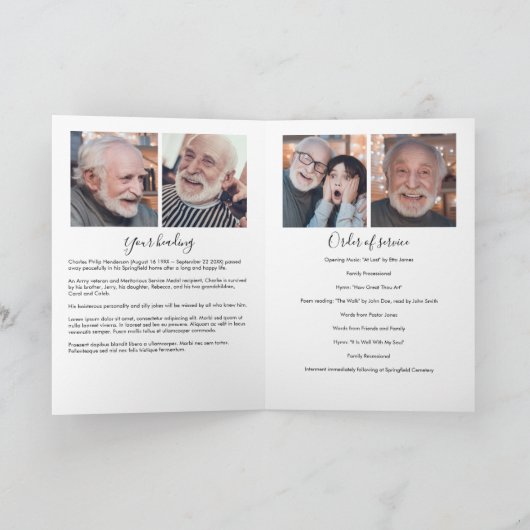 Modernes 16-Foto-Folded-Beerdigung-Programm Programm (Innenseite)