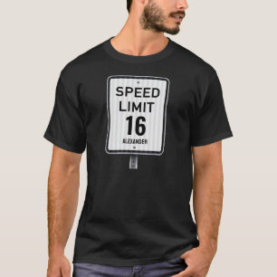 Modernes 16. Geburtstags-Geschwindigkeits-Schild T-Shirt