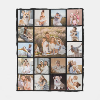 Modernes 17-Foto Collage Fleece Blanket