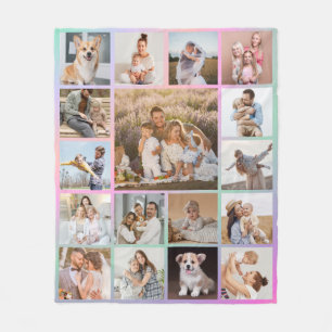 Modernes 17 Foto farbenfrohe Collage Fleece Blanke