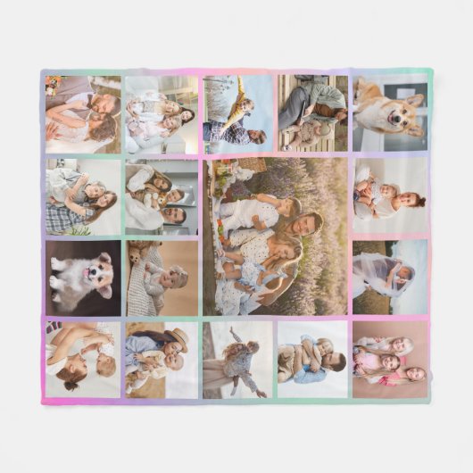 Modernes 17 Foto farbenfrohe Collage Fleece Blanke (Vorderseite (Horizontal))