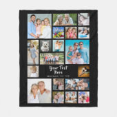 Modernes 19-Foto Collage Personalisiert Black Fleecedecke (Vorderseite)