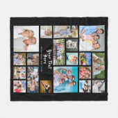 Modernes 19-Foto Collage Personalisiert Black Fleecedecke (Vorderseite (Horizontal))