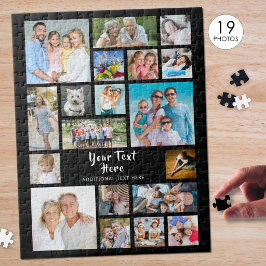 Modernes 19-Foto Collage Personalisiert Black Puzzle