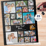 Modernes 19-Foto Collage Personalisiert Black Puzzle<br><div class="desc">Mit diesem Foto können Sie einfach eine unterhaltsame, unvergessliche Aktivität erschaffen, mit 19 Fotos und personalisiert mit Ihrem eigenen Text. Ein editierbarer Titel in handgeschriebenem Pinselskripttext und Untertitel ist ideal für jeden oder jeden besondere Anlass. Das Muster wird in den 252 Stück 11x14" gezeigt. Weitere Optionen sind FOTO TIP: Wählen...</div>