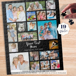 Modernes 19-Foto Collage Personalisiert Black Puzzle