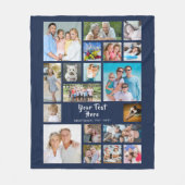 Modernes 19-Foto Collage Personalisiert Navy Blue Fleecedecke (Vorderseite)