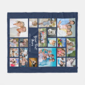 Modernes 19-Foto Collage Personalisiert Navy Blue Fleecedecke (Vorderseite (Horizontal))