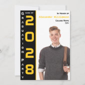 Modernes 1 Foto Gold QR Code Grad Party Einladung (Vorderseite)