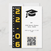 Modernes 1 Foto Gold QR Code Grad Party Einladung (Rückseite)