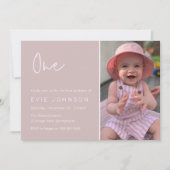 Modernes 1. Geburtstag Party Rosa Foto Einladung (Vorderseite)