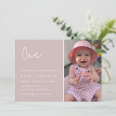Modernes 1. Geburtstag Party Rosa Foto Einladung (Stehend Vorderseite)