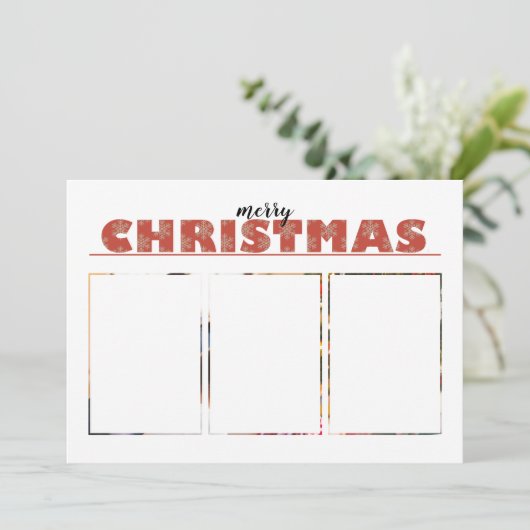 Modernes 1 oder 3 Foto mit fröhlicher Weihnachtsgr (Stehend Vorderseite)