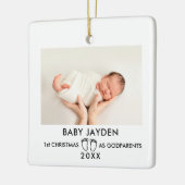 Modernes 1. Weihnachten als Godeltern-Foto Keramikornament (Links)