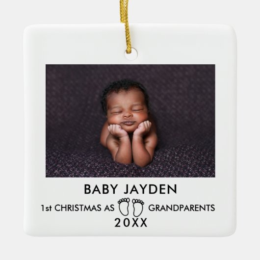 Modernes 1. Weihnachten als Großeltern Foto Keramikornament (Vorderseite)