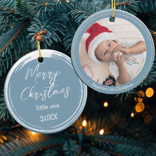 Modernes 1. Weihnachtsfest-Keepake-Foto des Babys Keramik Ornament