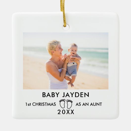 Modernes 1. Weihnachtsfest Neue Foto Keramikornament (Vorderseite)