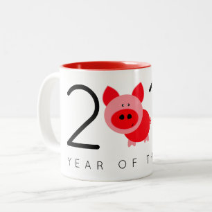 Modernes 2019-jähriges des Schwein-glücklichen Zweifarbige Tasse
