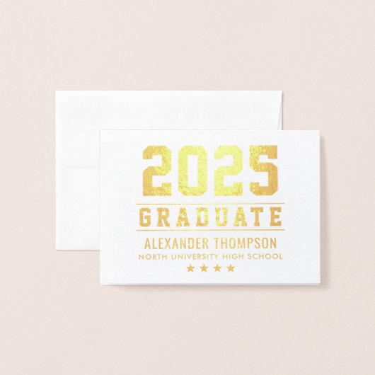Modernes 2023 Graduate Custom Abschluss Foto Gold Folienkarte (Vorderseite mit Umschlag)