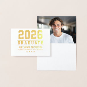 Modernes 2023 Graduate Custom Abschluss Foto Gold Folienkarte