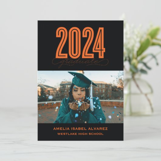 MODERNES 2024-STUDIUM | FOTO ABSCHLUSS INVITATION EINLADUNG (Stehend Vorderseite)