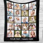 Modernes 20-Foto Collage Personalisiert Black Medi Fleecedecke