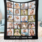 Modernes 20-Foto Collage Personalisiert Black Medi Fleecedecke
