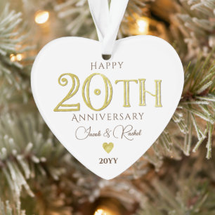 Modernes 20. Hochzeitstag-Jubiläum Gold Foil Ornament