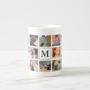 Modernes 20 Monogramm der Foto-Collagen- Porzellantasse