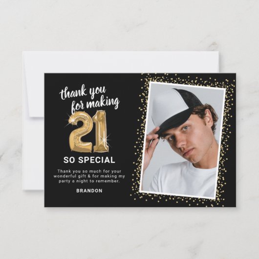 Modernes 21. ErwachsenenBirthday-Foto Dankeskarte (Vorderseite)