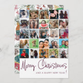 Modernes 25 Foto Collage Weihnachtsmuster Feiertagskarte (Vorne/Hinten)
