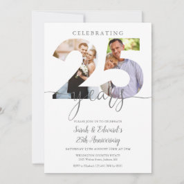 Modernes 25. Hochzeitstag 2 Foto Einladung