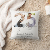 Modernes 25. Hochzeitstag 2 Foto Kissen (Decke)