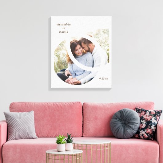 Modernes 2 Circle Foto Frame Wedding Date Leinwanddruck (Insitu (Wohnzimmer))