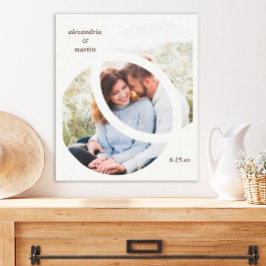 Modernes 2 Circle Foto Frame Wedding Date Leinwanddruck