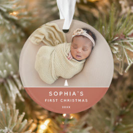 Modernes 2-Foto Baby's First Christmas Acrylic Ornament